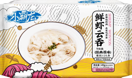 小霸龙 鲜虾云吞145g/袋*30袋/件