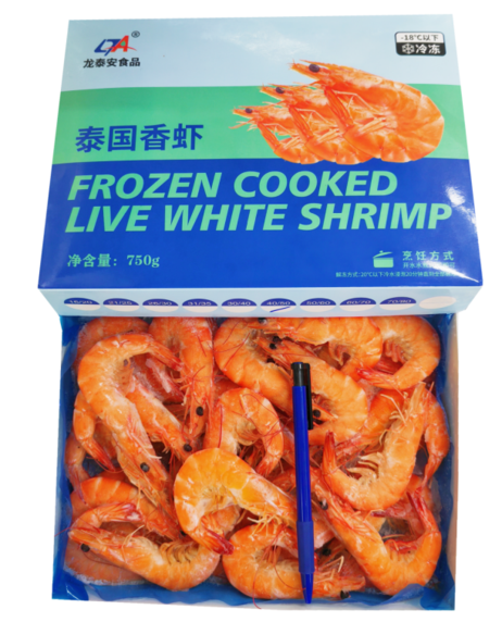 L龙泰安 龙泰安泰国香虾40/50（橙带）10盒x1kg（净重680g=32条左右）