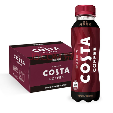 可口可乐 COSTA  纯萃美式咖啡300ml*15瓶/箱